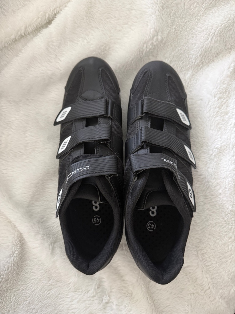 Men's Black Athletic Cycling Shoes with Triple Straps